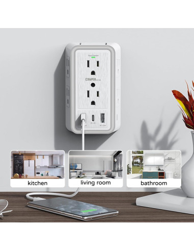 Cargador de Pared USB Super Electro SL-826SB-2A1C 6 Salidas