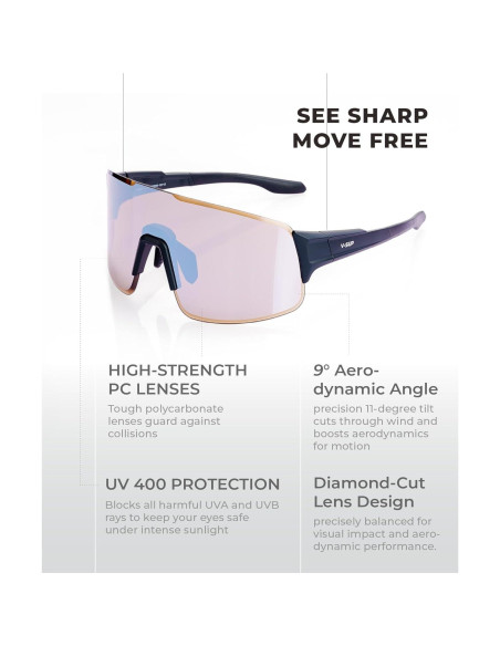 Gafas de Ciclismo V-SUP VC4341 UV400 Ajustables Ultra-Ligeras