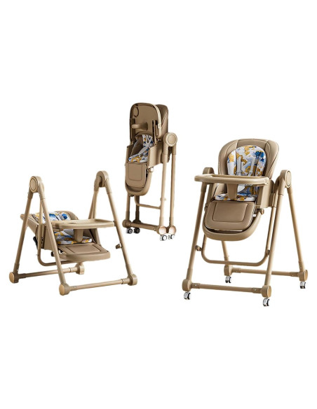 Silla Alta Multifuncional Plegable para Bebés 8 en 1 Marrón