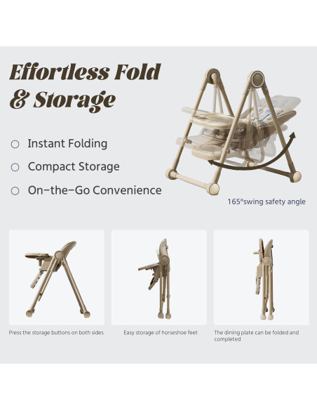 Silla Alta Multifuncional Plegable para Bebés 8 en 1 Marrón