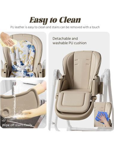 Silla Alta Multifuncional Plegable para Bebés 8 en 1 Marrón