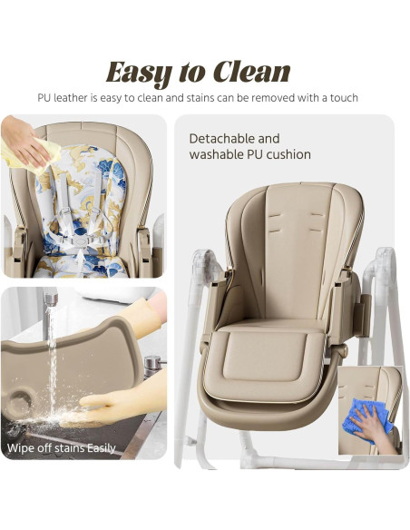 Silla Alta Multifuncional Plegable para Bebés 8 en 1 Marrón