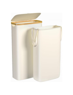 Cesta de Ropa Plegable Foluck 60L Impermeable Beige con Tapa