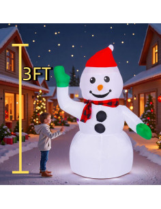 Muñeco de Nieve Inflable 3FT TUANZIHOME con Luces LED 2