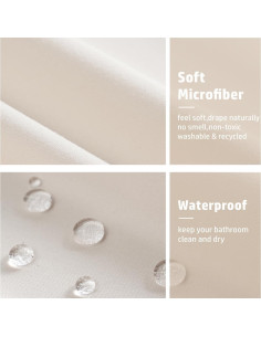 Cortina de Ducha Impermeable Felisa Blanca Crema 182.88 cm 2