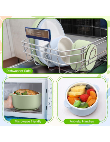 Domensi Set 4 Platos y Cuencos Antideslizantes para Niños