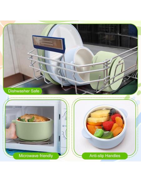 Domensi Set 4 Platos y Cuencos Antideslizantes para Niños