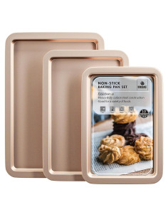 Juego de Bandejas para Hornear HONGBAKE 3 Piezas Antiadherente