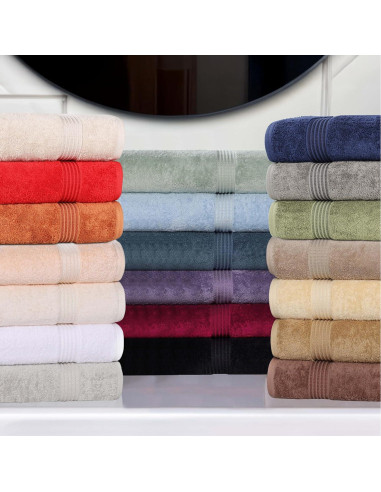 Juego de Toallas de Algodón Egipcio 6 Piezas Negro Superior