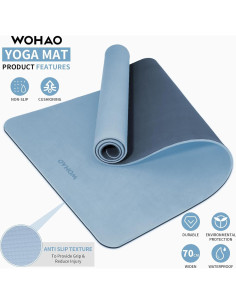 Alfombrilla de Yoga Extra Gruesa 8mm Wohao 182.88x71.12cm Antideslizante 2