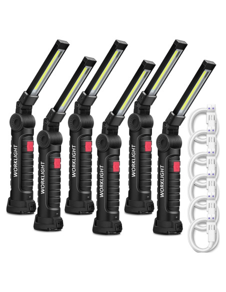 Linterna LED Recargable Mudder 6 Pcs con Base Magnética 360