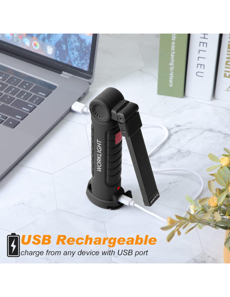 Linterna LED Recargable Mudder 6 Pcs con Base Magnética 360