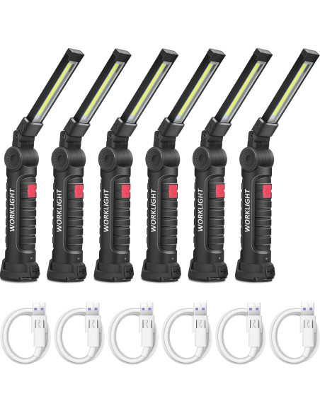 Linterna LED Recargable Mudder 6 Pcs con Base Magnética 360