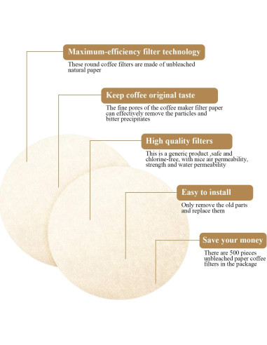 Filtros de papel Outus para café Aeropress 500 piezas 6.35 cm