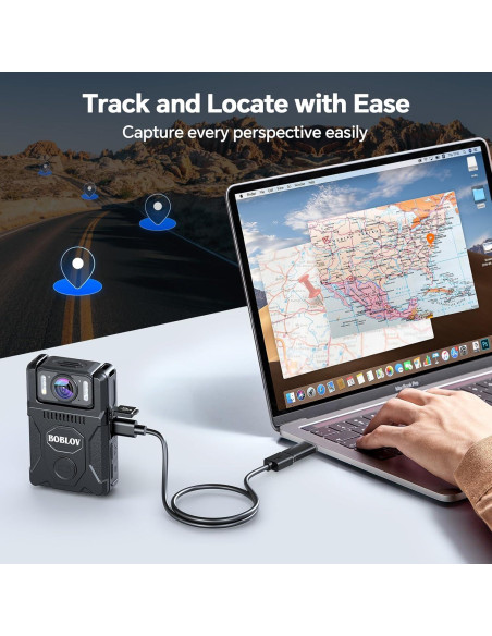 Cámara Corporal BOBLOV M7 128GB 1080P HD con GPS y Batería 4000mAh