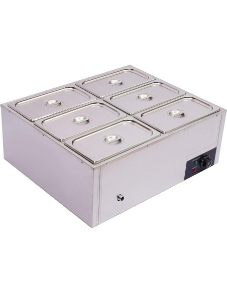 Calentador de Comida Eléctrico VONZOER 6 Bandejas 850W Acero Inoxidable