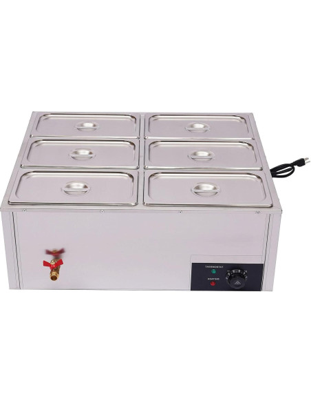 Calentador de Comida Eléctrico VONZOER 6 Bandejas 850W Acero Inoxidable