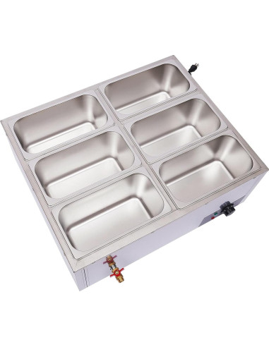 Calentador de Comida Eléctrico VONZOER 6 Bandejas 850W Acero Inoxidable