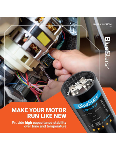 Capacitor de Arranque Redondo BlueStars 108-130 uF 110-125 VAC