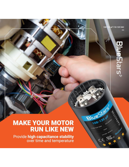 Capacitor de Arranque Redondo BlueStars 108-130 uF 110-125 VAC