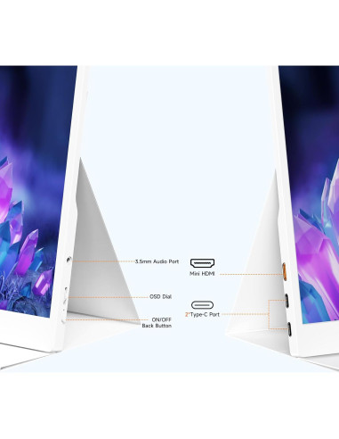 Monitor Portátil QAF 15.6" FHD 1080P USB-C HDMI Blanco