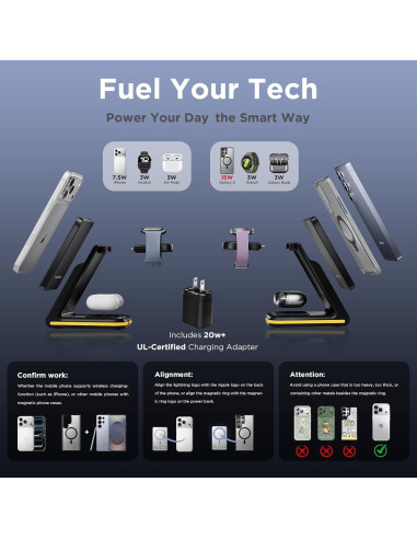 Estación de Carga Inalámbrica 5 en 1 YouthMemory con Banco de Energía 5000mAh