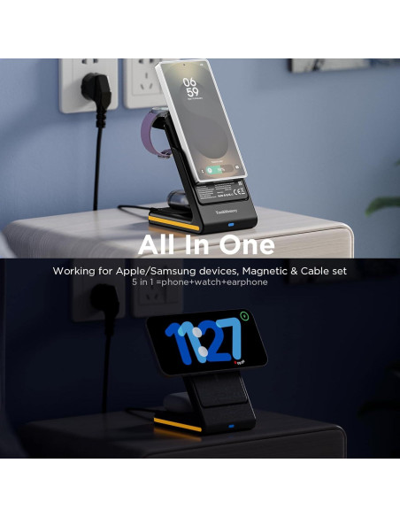 Estación de Carga Inalámbrica 5 en 1 YouthMemory con Banco de Energía 5000mAh