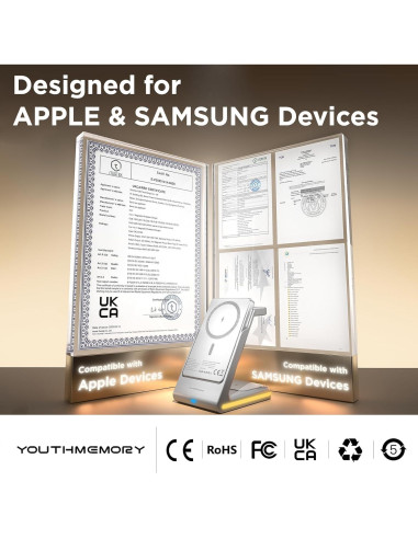 Estación de Carga Inalámbrica 5 en 1 YouthMemory con Banco de Energía 5000mAh