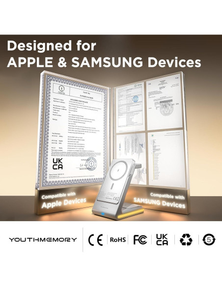 Estación de Carga Inalámbrica 5 en 1 YouthMemory con Banco de Energía 5000mAh