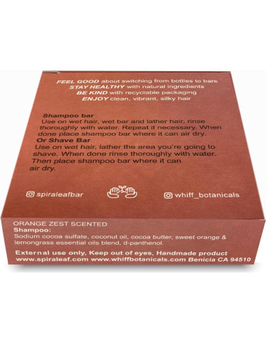 Champú y Barra de Afeitar SPIRALEAF Cáscara de Naranja 63.5g