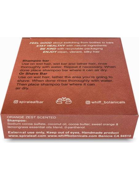 Champú y Barra de Afeitar SPIRALEAF Cáscara de Naranja 63.5g