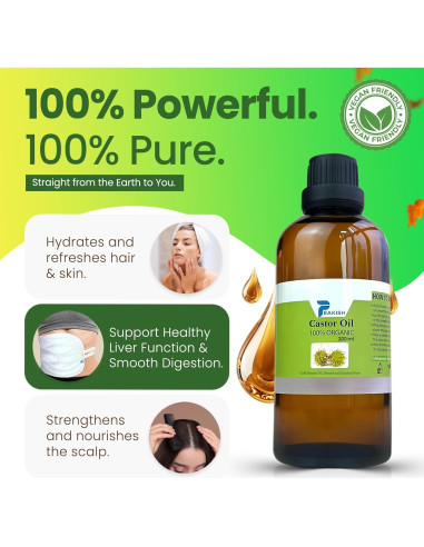 Kit de Aceite de Ricino Orgánico 200ml + Botella 5ml - Peakish