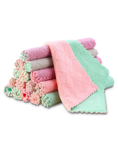 Paquete de 12 Toallas de Cocina IZYUF Microfibra 25.4x25.4 cm