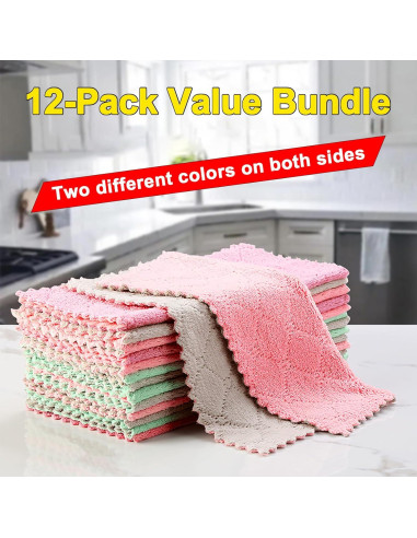 Paquete de 12 Toallas de Cocina IZYUF Microfibra 25.4x25.4 cm