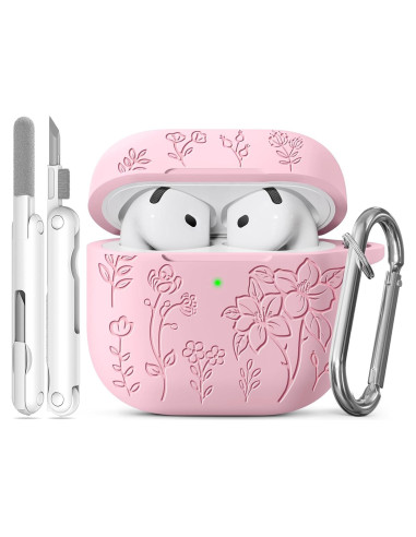 Funda de Silicona Rosa para AirPods 4 con Kit de Limpieza