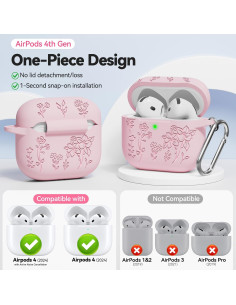 Funda de Silicona Rosa para AirPods 4 con Kit de Limpieza 2