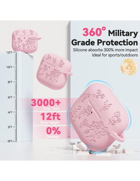 Funda de Silicona Rosa para AirPods 4 con Kit de Limpieza