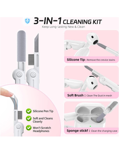 Funda de Silicona Rosa para AirPods 4 con Kit de Limpieza