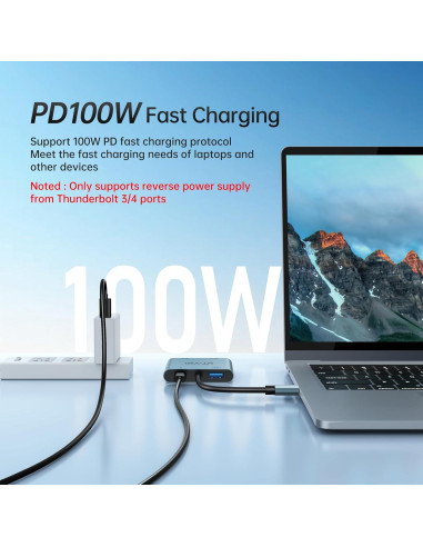 Adaptador USB C a Doble HDMI MT-VIKI 4K 60Hz 100W Carga