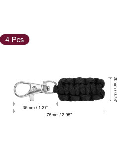 Tiradores de Cremallera Paracord uxcell 4 Piezas Negro 75mm 2