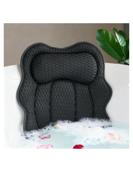 Almohada de Baño Joeyset JSZT-03, Tela 4D Air Mesh, Negra