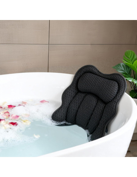 Almohada de Baño Joeyset JSZT-03, Tela 4D Air Mesh, Negra