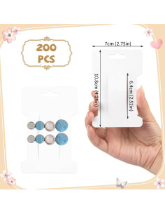 200 Tarjetas de Exhibición para Clips de Cabello 350gsm 10.8x7cm 2