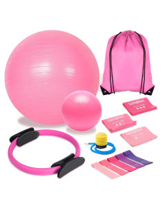 Kit de Pilates Rosa LumaHvn con Anillo y Pelotas para Ejercicio