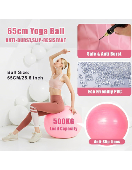 Kit de Pilates Rosa LumaHvn con Anillo y Pelotas para Ejercicio