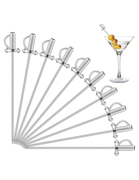 10 Palillos de Cóctel de Acero Inoxidable Perthlin 10.9 cm