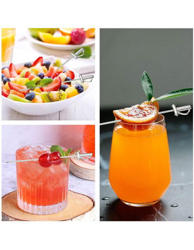 10 Palillos de Cóctel de Acero Inoxidable Perthlin 10.9 cm