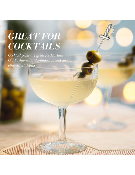 10 Palillos de Cóctel de Acero Inoxidable Perthlin 10.9 cm