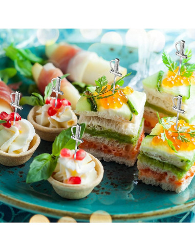 10 Palillos de Cóctel de Acero Inoxidable Perthlin 10.9 cm