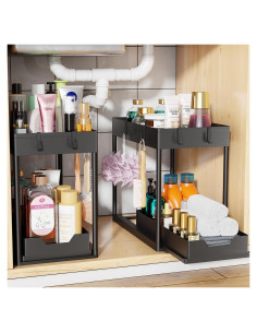 Organizador Bajo Fregadero Simple Trending 2 Niveles Negro